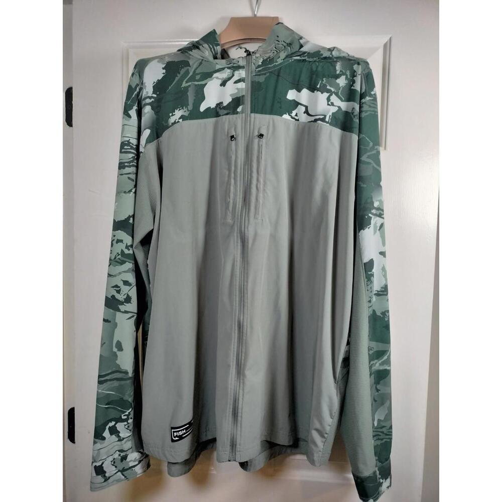 Under Armour Men’s XXL HeatGear Threadborne Camo Full Zip Hoodie‎ Jacket Green